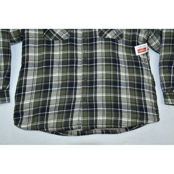 Wrangler Flannel Men's Shacket Size XL Green Plaid Sherpa Lined Button Up - Picture 5 of 13